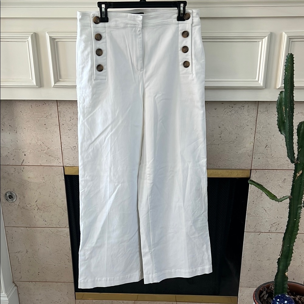 Ann Taylor White Wide-Leg Pants